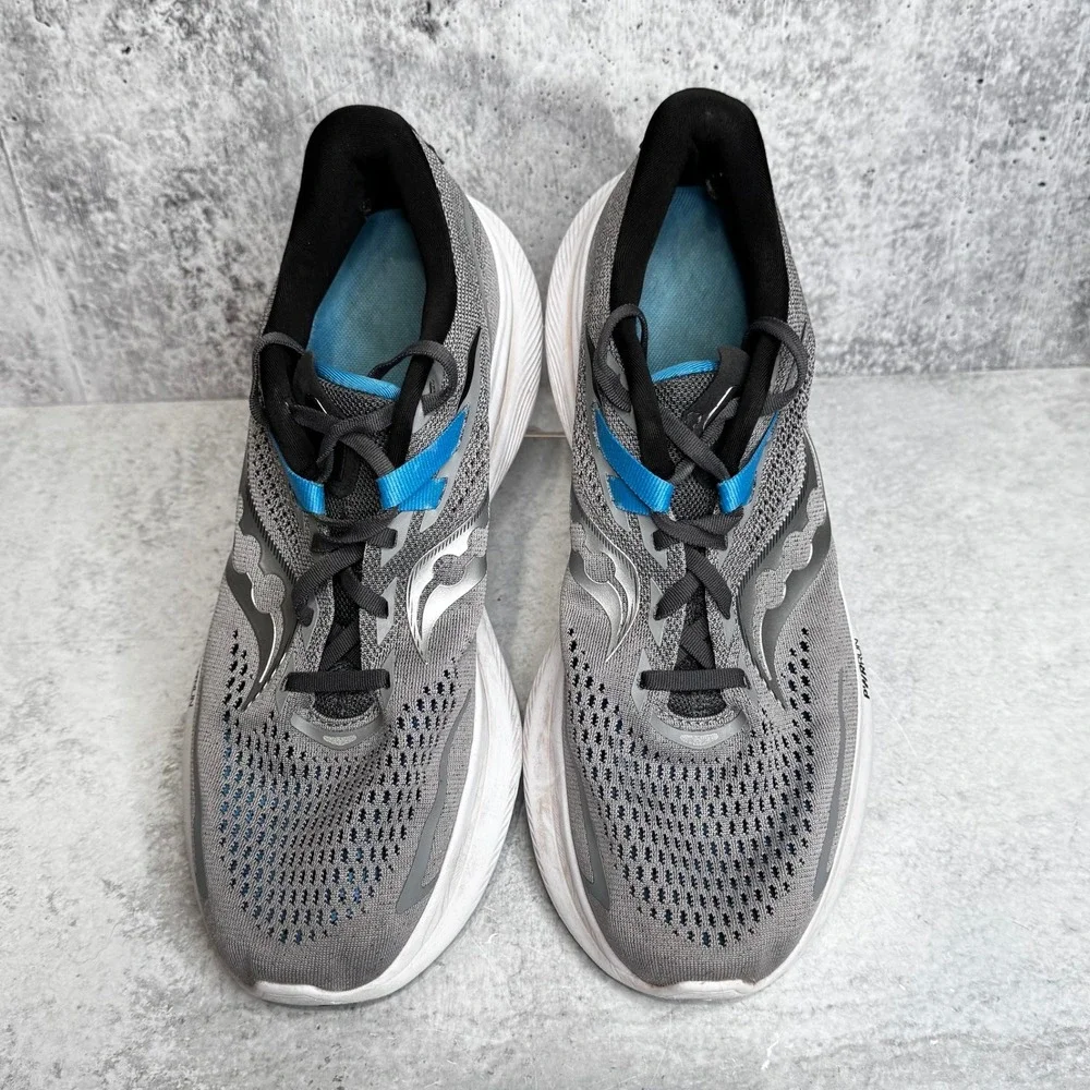 Saucony Ride 15 Mens Running Shoes Grey Blue Alloy/Topaz S20729-15 Size 10.5